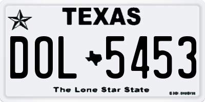 TX license plate DOL5453