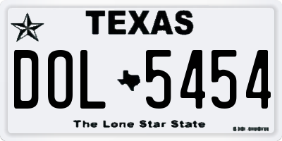 TX license plate DOL5454