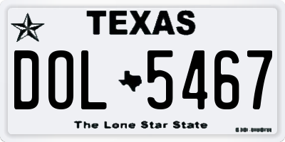 TX license plate DOL5467