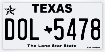 TX license plate DOL5478