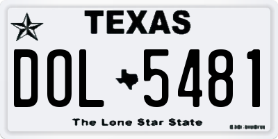 TX license plate DOL5481