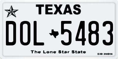 TX license plate DOL5483