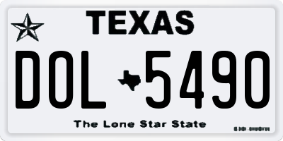TX license plate DOL5490