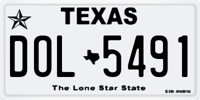 TX license plate DOL5491
