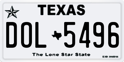 TX license plate DOL5496