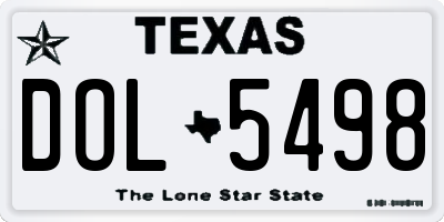 TX license plate DOL5498