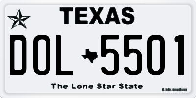 TX license plate DOL5501