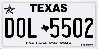 TX license plate DOL5502
