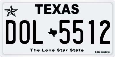 TX license plate DOL5512