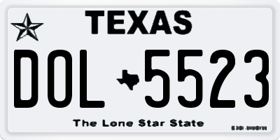 TX license plate DOL5523
