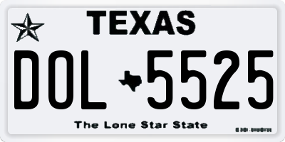 TX license plate DOL5525