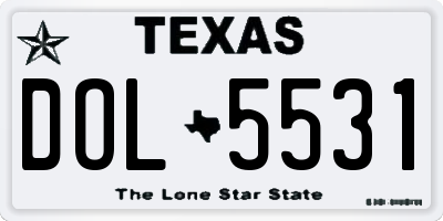 TX license plate DOL5531