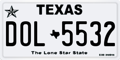 TX license plate DOL5532