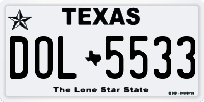 TX license plate DOL5533
