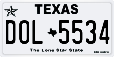 TX license plate DOL5534