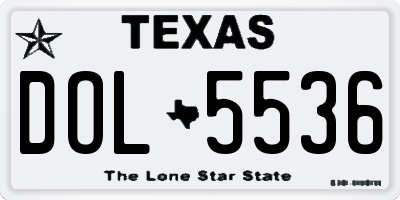 TX license plate DOL5536