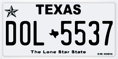 TX license plate DOL5537