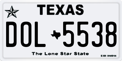 TX license plate DOL5538