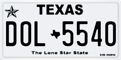 TX license plate DOL5540