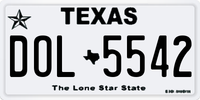 TX license plate DOL5542