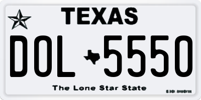TX license plate DOL5550