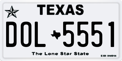 TX license plate DOL5551