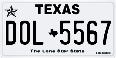 TX license plate DOL5567