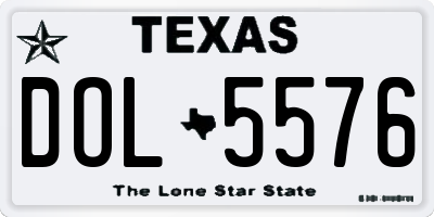 TX license plate DOL5576