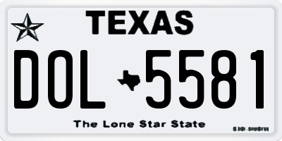 TX license plate DOL5581