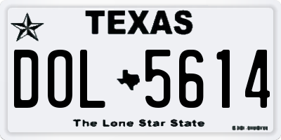 TX license plate DOL5614