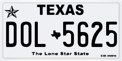 TX license plate DOL5625
