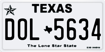 TX license plate DOL5634