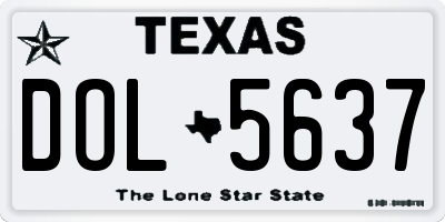TX license plate DOL5637