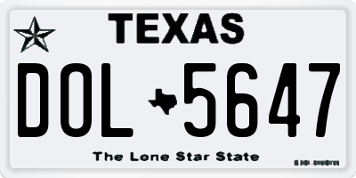 TX license plate DOL5647
