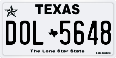 TX license plate DOL5648