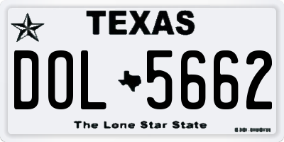TX license plate DOL5662