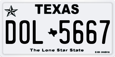 TX license plate DOL5667