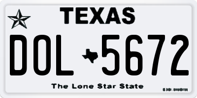 TX license plate DOL5672