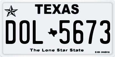 TX license plate DOL5673