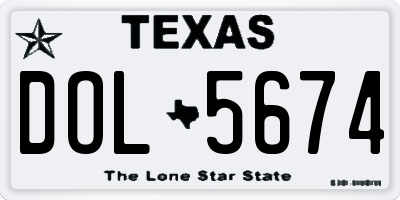 TX license plate DOL5674