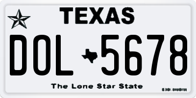 TX license plate DOL5678