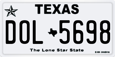 TX license plate DOL5698