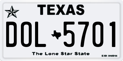 TX license plate DOL5701