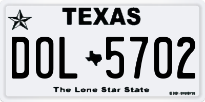 TX license plate DOL5702