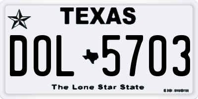 TX license plate DOL5703