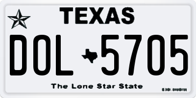 TX license plate DOL5705