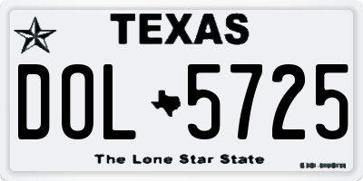 TX license plate DOL5725