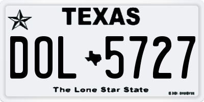 TX license plate DOL5727