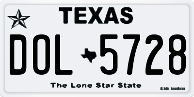TX license plate DOL5728