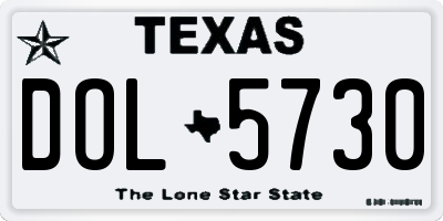 TX license plate DOL5730
